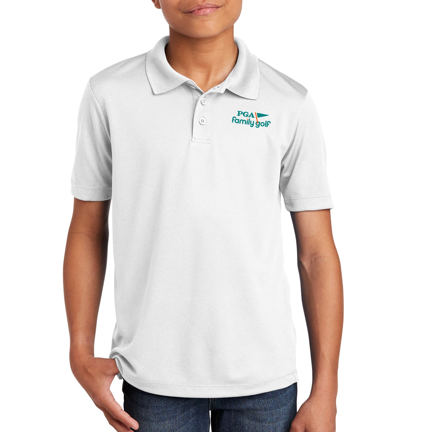 PGA Family Golf Youth Polo - White