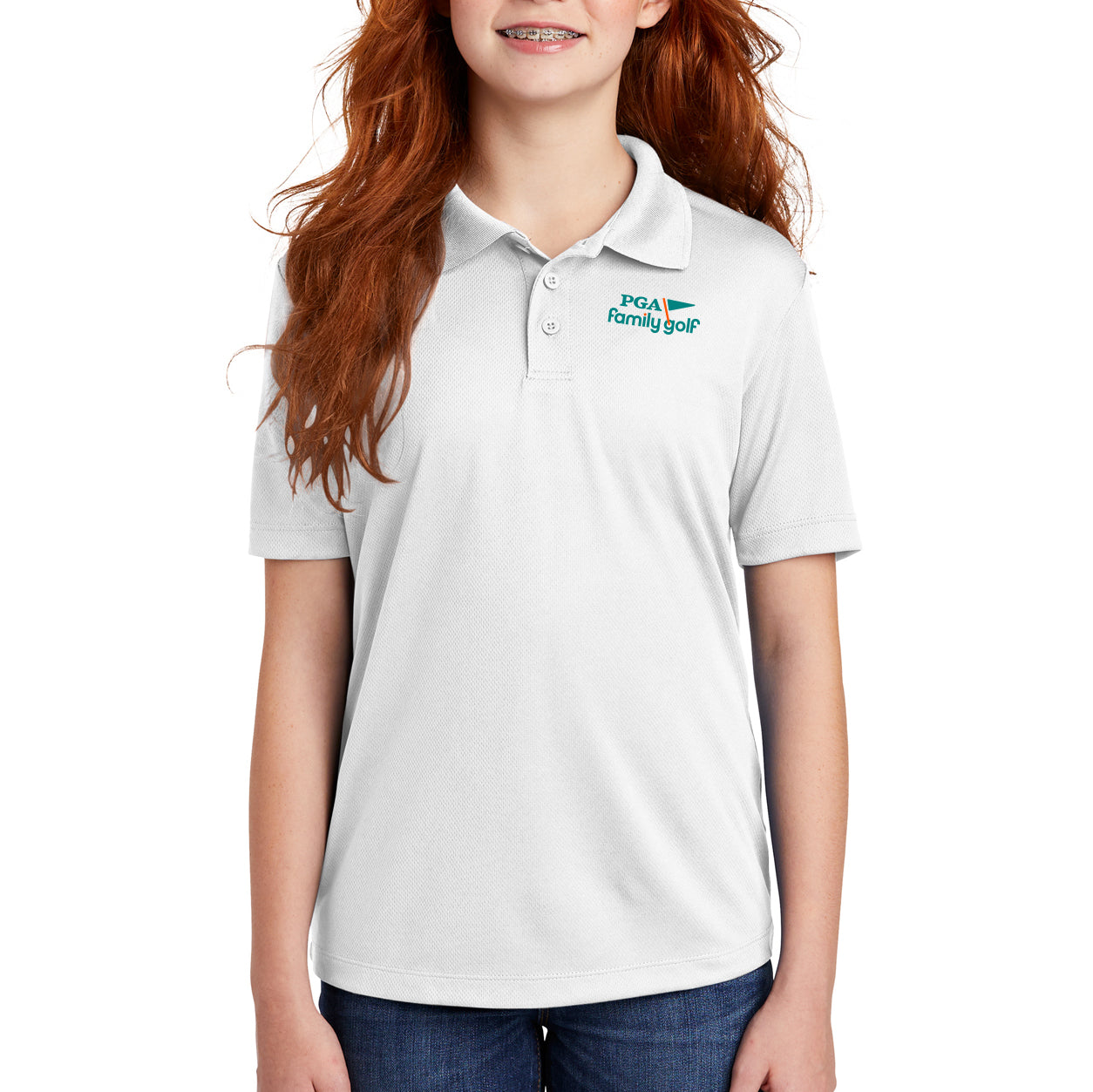 PGA Family Golf Youth Polo - White